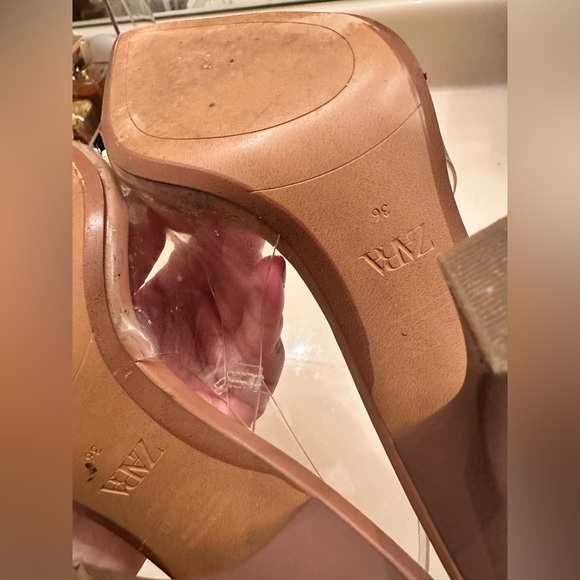 Zara embellished vinyl slingback heels. Size 6. - Picture 7 of 9